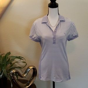 Chervo sports purple &white stripes w silver top